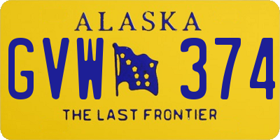 AK license plate GVW374