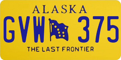 AK license plate GVW375