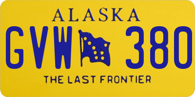 AK license plate GVW380