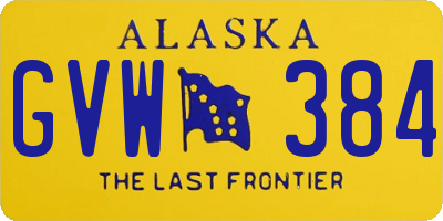 AK license plate GVW384