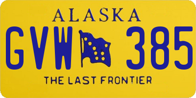 AK license plate GVW385