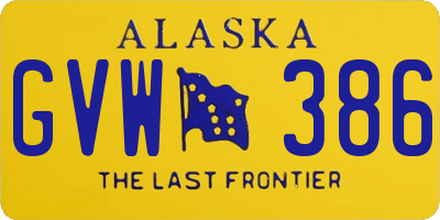 AK license plate GVW386