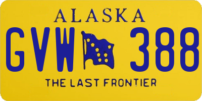 AK license plate GVW388