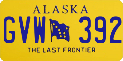 AK license plate GVW392