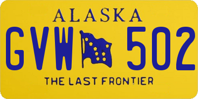 AK license plate GVW502