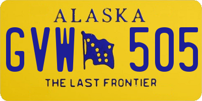 AK license plate GVW505