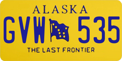 AK license plate GVW535