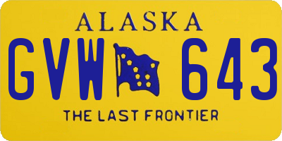 AK license plate GVW643