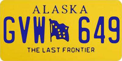 AK license plate GVW649