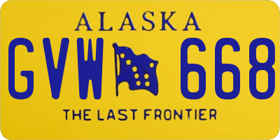 AK license plate GVW668