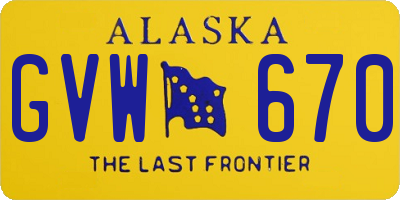 AK license plate GVW670