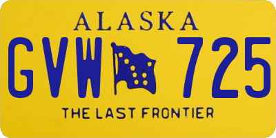 AK license plate GVW725