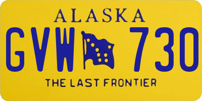 AK license plate GVW730