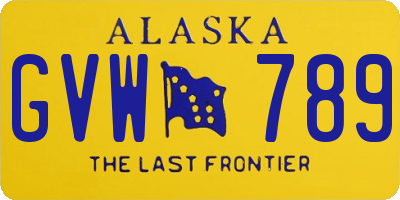 AK license plate GVW789