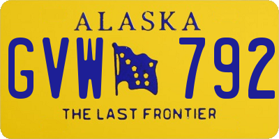 AK license plate GVW792