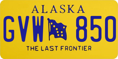 AK license plate GVW850