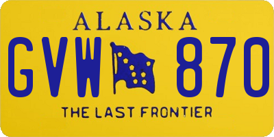 AK license plate GVW870