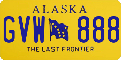 AK license plate GVW888