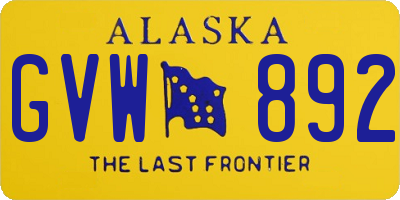 AK license plate GVW892