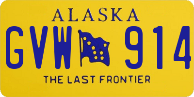 AK license plate GVW914