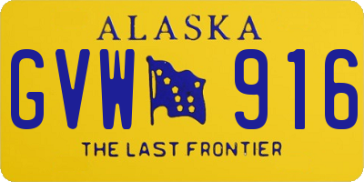 AK license plate GVW916