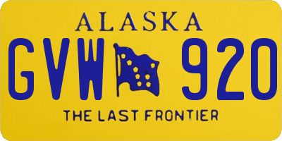 AK license plate GVW920