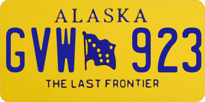 AK license plate GVW923