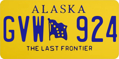 AK license plate GVW924