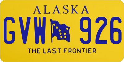 AK license plate GVW926