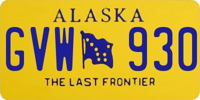 AK license plate GVW930