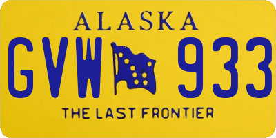 AK license plate GVW933