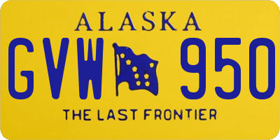 AK license plate GVW950