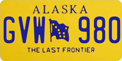 AK license plate GVW980