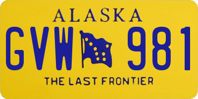 AK license plate GVW981