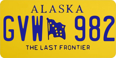 AK license plate GVW982