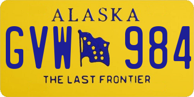 AK license plate GVW984