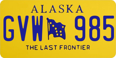 AK license plate GVW985