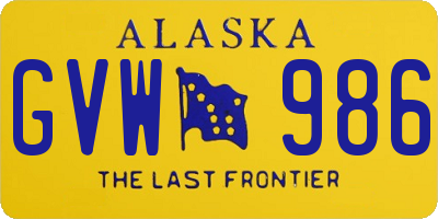 AK license plate GVW986