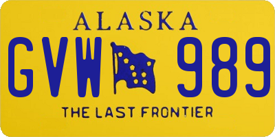 AK license plate GVW989