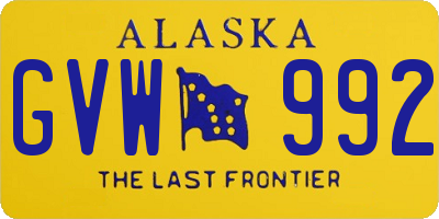 AK license plate GVW992