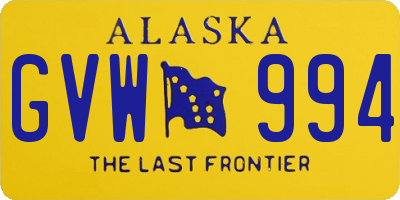 AK license plate GVW994