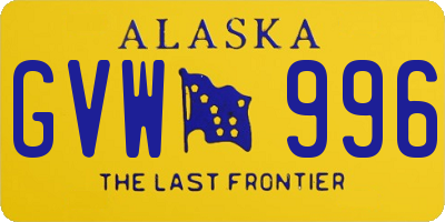 AK license plate GVW996