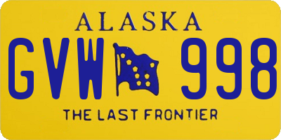 AK license plate GVW998