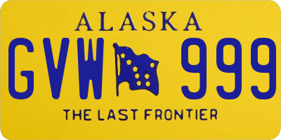 AK license plate GVW999