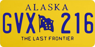 AK license plate GVX216