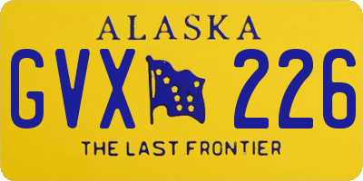 AK license plate GVX226