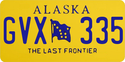 AK license plate GVX335