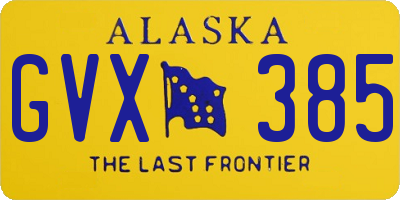 AK license plate GVX385