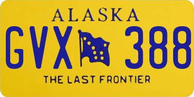 AK license plate GVX388