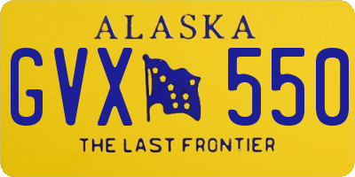 AK license plate GVX550